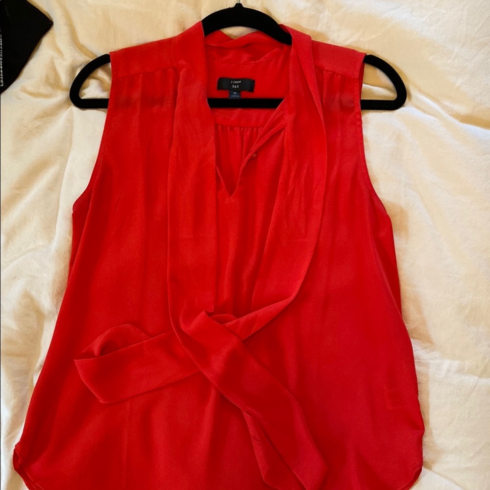 J. Crew Bright Red Sleeveless Blouse